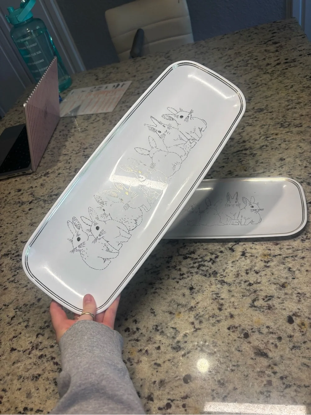 White Bunny Serving Tray - Set of 2